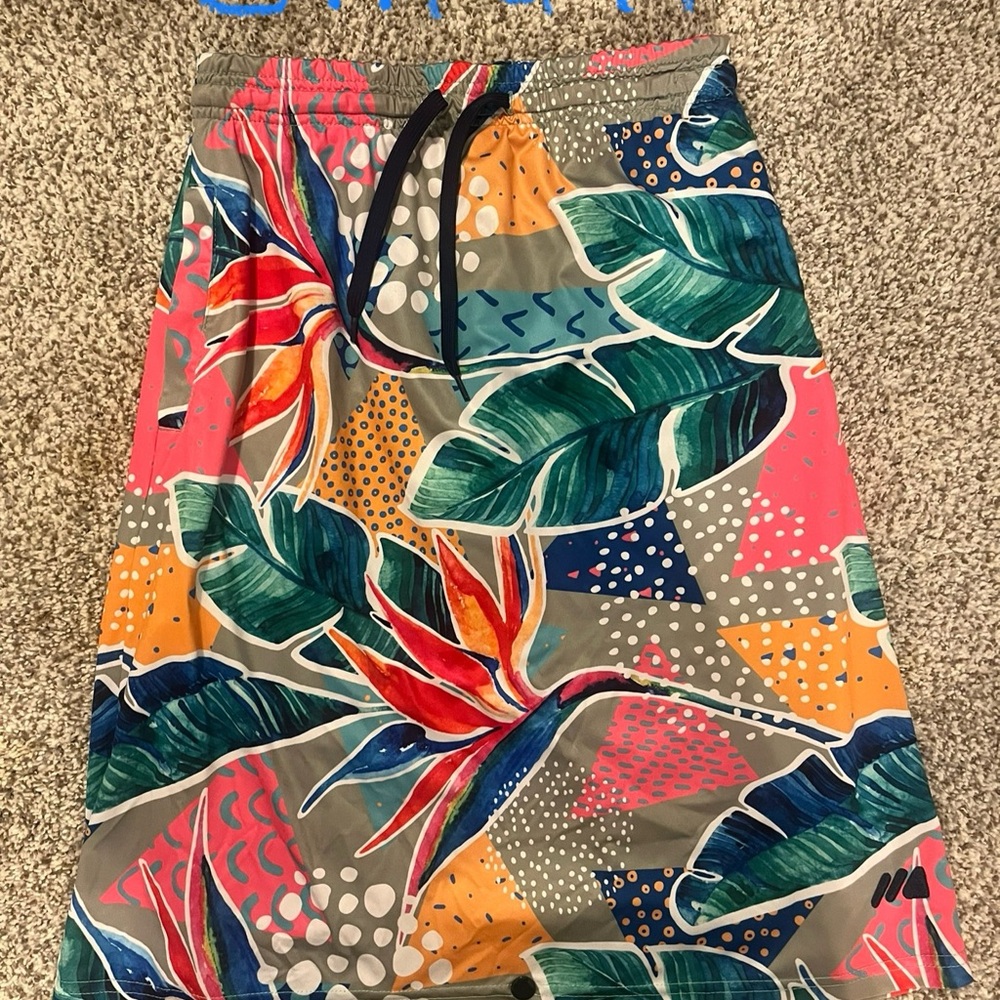 Tropical Print Women's Swim Skirt with shorts
